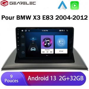 GEARELEC Autoradio Android 13 pour BMW BMW X3 E83 2004-2012 avec 9 Pouces Carplay Android Auto GPS WiFi Bluetooth AUX input