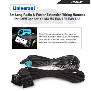 Câble dextension autoradio BM6M 12 broches 6m pour BMW 3er 5er X5 M3 M5 E46 E53 E39 E38 - Noir