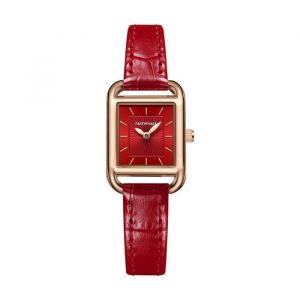 Montre femme - SHARPHY - Rouge - Bracelet en cuir - Cadran rectangulaire - Luxe