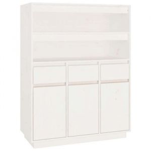 Enfilade/Bahut/Vitrine - Rustique - Buffet haut Blanc 89 x 40 x 1165 cm Bois massif de pin @303123