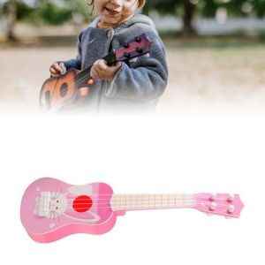 Shipenophy Jouet ukul&eacute;l&eacute; pour enfants Jouet ukul&eacute;l&eacute; en plastique pour enfants Mini 4 cordes jeux ukulele 8042A Style Lapin Rose