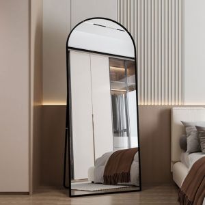 Miroir sur pied-180&times;80cm-Miroir-Grand miroir mural Sur pied ou suspendu-pour chambre &agrave; coucher-salon-noir