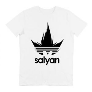 T-shirt homme blanc - Dragon Ball Z - Son Goku Saiyan - Logo Adidas - GL BOUTIK
