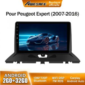 AWESAFE Autoradio Android 13 2Go+32Go pour Peugeot Expert (2007-2016) 9 Écran avec Carplay GPS Bluetooth Android Auto RDS WiFi