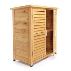 Wiltec Abri de jardin &ndash; 870 x 465 x 916 mm &ndash; en bois d&rsquo;&Eacute;pic&eacute;a &ndash; avec 2 portes &ndash; Cabane Remise pour rangement outils pour Jardin Ter