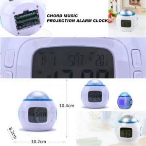CONFO® réveil lumineux enfant à pile fille veilleuse led projection plafond étoile date heure température changement de couleur musi