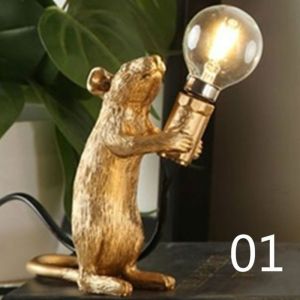 Lampe de table en forme de souris lampe de bureau lampe décorative lampe de chevet lampe en résine(avec ampoule)