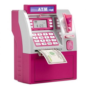 Tirelire &Eacute;lectronique ATM Carte &agrave; Puce et Code Secret Grande Capacit&eacute; pour Pi&egrave;ces et Billets &Eacute;pargne &Eacute;ducative Enfant avec Ecran
