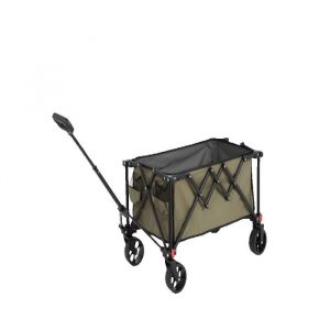 Brouette Chariot pliant tout-terrain robuste jardin camping courses sport p&ecirc;che poign&eacute;e r&eacute;glable vert arm&eacute;e