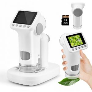 Microscope Numérique pour Enfants 1600x Grossissement Microscope Portable avec écran LCD HD Prise de PhotosInclut Carte SD 64GB