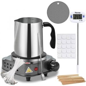 Kit de fabrication de bougies avec fondeur de cire et plaque chauffante - avec pot de cire en acier inoxydable thermomètre