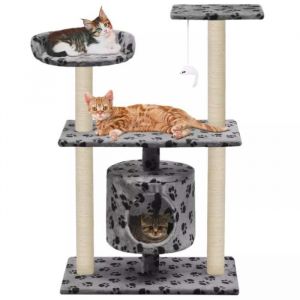 Arbre &agrave; chat Meubles pour chats grande capacit&eacute; griffoir niches colonnes renforc&eacute;esavec griffoir en sisal 95 cm Gris Motif de