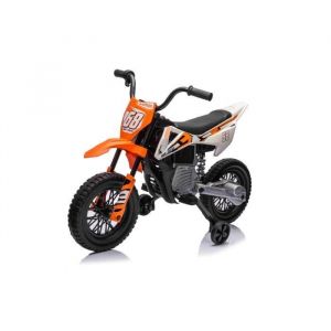 Motocross électrique pour enfants - BENEO - Orange - Batterie 12V - Siège en cuir - Roues EVA souples