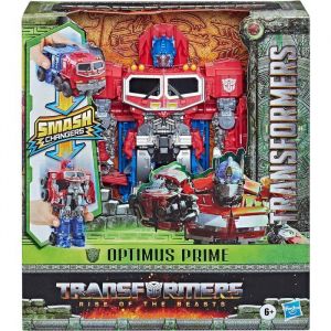 Coffret Transformers Rise Of Beasts : Optimus Prime 22.5 cm - Set Robot Transformable en Camion et 1 Carte offerte - Nouveaute