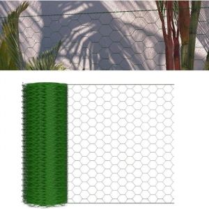 Fil de grillage hexagonal Vert Maille Rouleau 25m Hauteur 50cm Maille 25x25mm Grillage de cl&ocirc;tur m&eacute;tal DAYPLUS