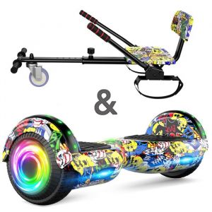 Hoverboard 65 + Hoverkart moteur 160W Autonomie de 6-7km Éclairage LED + Bluetooth Capacité Max 70KGcouleur de graffiti