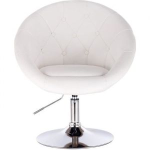 WOLTU Fauteuil de bar en similicuir,Tabouret de bar avec accoudoir,Chaise de loisir rotatif,hauteur réglable,Blanc