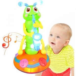 Jouet Dansant - Chenille - Jouet de Saxophone - Musique lgre - Blanc wake