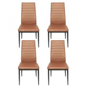 Lot de 4 Chaise salle a manger VIVOLILV - Simili cuir - 42x48x98 cm - Chaises pour CuisineSalle a Manger - Chaises Moderne Marron