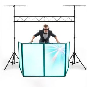Portique jeux de lumi&egrave;res / Pont 3M de hauteur IBIZA LIGHT SONO DJ + Panneau AFX LIGHT 4 Lycra pour cacher larri&egrave;re de la r&eacute;gie