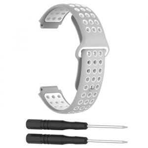 Bracelet Montre en Silicone Bande pour Garmin Forerunner 220 230 235 630 620 735 645 Approach S20 S60 GPS Watch(Gris+Blanc)