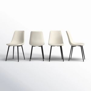 Lot de 4Chaises de salle &agrave; manger rembourr&eacute;e Blanc