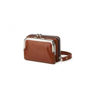 Porte-monnaie compact Marron fermeture &eacute;clair Mini portefeuille porte-cartes compartiments rangement cartes billets et pi&egrave;ces