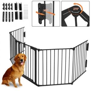 XMTECH 300cm Barrière de Sécurité pour Enfant/Animaux 5 panneaux Barrière cheminée escalier protection feu cheminée et poêle