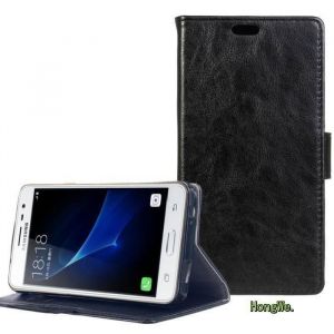 Luffy® Étuis en cuir Pour Samsung Galaxy J3 (6) & J3 (2016) Housse de Noir Crazy Horse Peau pochette cover