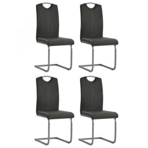 Chaises de salle à manger cantilever 4 pcs Gris Similicuir - OVONNI - 43x55x100 cm - Elégance - Chic - Intérieur