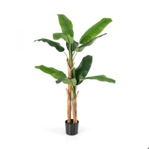 COSTWAY Bananier Artificiel de 165 cm Tiges Doubles 10 Grandes Feuilles Plante Verte en Pot D&eacute;coration de Maison Salon Bureau
