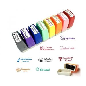 8PCS Tampons Enseignants Français Tampon Encreur Enseignant FrançaisTampon Encreur Enfant avec BoîteTampon Maitresse Multicolore