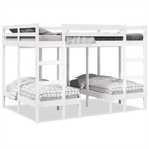 Lit superpos&eacute; triple en bois de pin - vidaXL - Blanc - 2055x1475x1445 cm - Lit double 140x200 cm