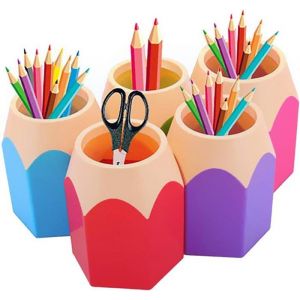 Lot de 5 pots à crayons de couleurs assorties pot à crayons pot à pinceaux de maquillage organisateur de bureau