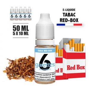 E-liquide 50ML saveur TABAC RED BOX avec 6MG de nicotine (e-liquide id : PROD1239) - (5x10ML)