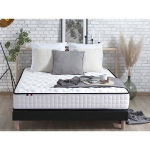 CONFORT DESIGN FRENCH TECH Ensemble Matelas + sommier 160 x 200 cm - Ressorts  - Mémoire de forme - 25 cm - Equilibré