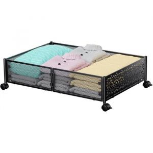 Conteneurs de Rangement Sous Lit avec Roulettes 40x60cm pour Chaussures Noir YYV