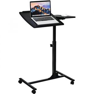 DREAMADE Table pour Ordinateur Portable à roulettes avec Panneau Inclinable Table de Lit avec Hauteur Réglable de 71-93 CMNoir