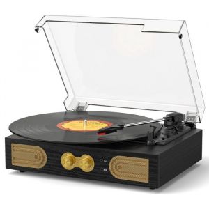 Platine Vinyle Bluetooth-TANLANIN-TE2030-Lecteur Vinyle à 3 Vitesses-Enceintes Intégrées-Automatique-Noir