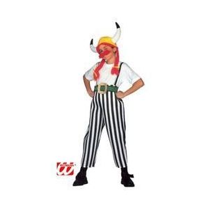 D&eacute;guisement gaulois 8/10 ans - WIDMANN - Pantalon avec bretelles ceinture casque avec nattes et moustache