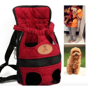 sac de chien transport sac pour chien Chat &agrave; Dos R&eacute;ticulaire Sac Ventral 38x23cm rouge
