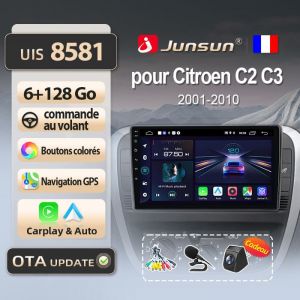 Junsun 4G 6Go 128Go adaptateur autoradio pour Citroen C2 C3 2001-2010 accessoire autoradio android voiture carplay GPS