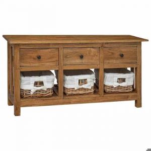 R&eacute;duction FR - Buffet Bas enfilade - Commode salon - Aspect Bois dacajou massif 100x30x50 cm -588809