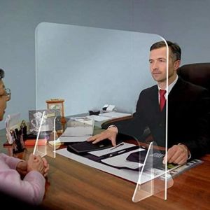 VITRE ECRAN Protection PLEXIGLASS Transparent COMPTOIR 65X65CM Accueil R&Eacute;CEPTION Separation LAT&Eacute;RALE Bouclier HYGIAPHONE A02