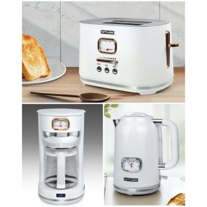 Cafeti&egrave;re Grille-pain Bouilloire - MUSE - Vintage - 1.4L 1.7L - 1000W 1800W - Blanc