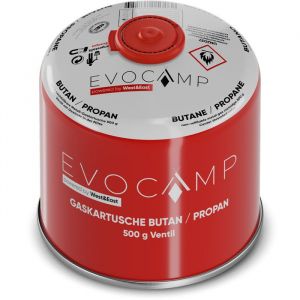 EVOCAMP 1x Cartouche de gaz butane 500g cartouche &agrave; vis avec gaz butane/propane 899 ml cartouche de gaz conforme &agrave; la norme EN417