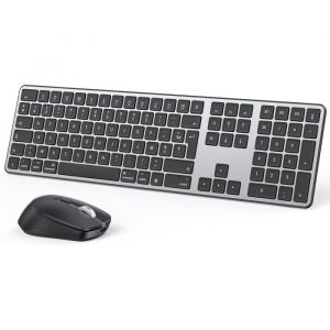 Kit Clavier Et Souris Sans Fil Bluetooth Pour MacBluetooth Pour Apple Mac Pro/Mini Macbook Pro/Air Azerty Fran&ccedil;ais Gris Fonc&eacute;