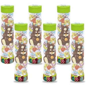 6 Tubes garnis de 12 chocolats de P&acirc;ques : Kinder Shokobons et Petits Oeufs et Moulages  Id&eacute;al &agrave; cacher ou en d&eacute;coration de table