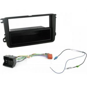 Kit Adaptateur Autoradio 1DIN - ADNAUTO - VW Golf 5/Touran ap02/Passat ap05 - Noir - Universel - Vide-poche
