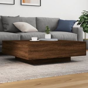 &ldquo;Summer Sale&eacute;l&eacute;gant Table basse avec lumi&egrave;res LED ch&ecirc;ne marron 100x100x31 cm 30 Kg 74501